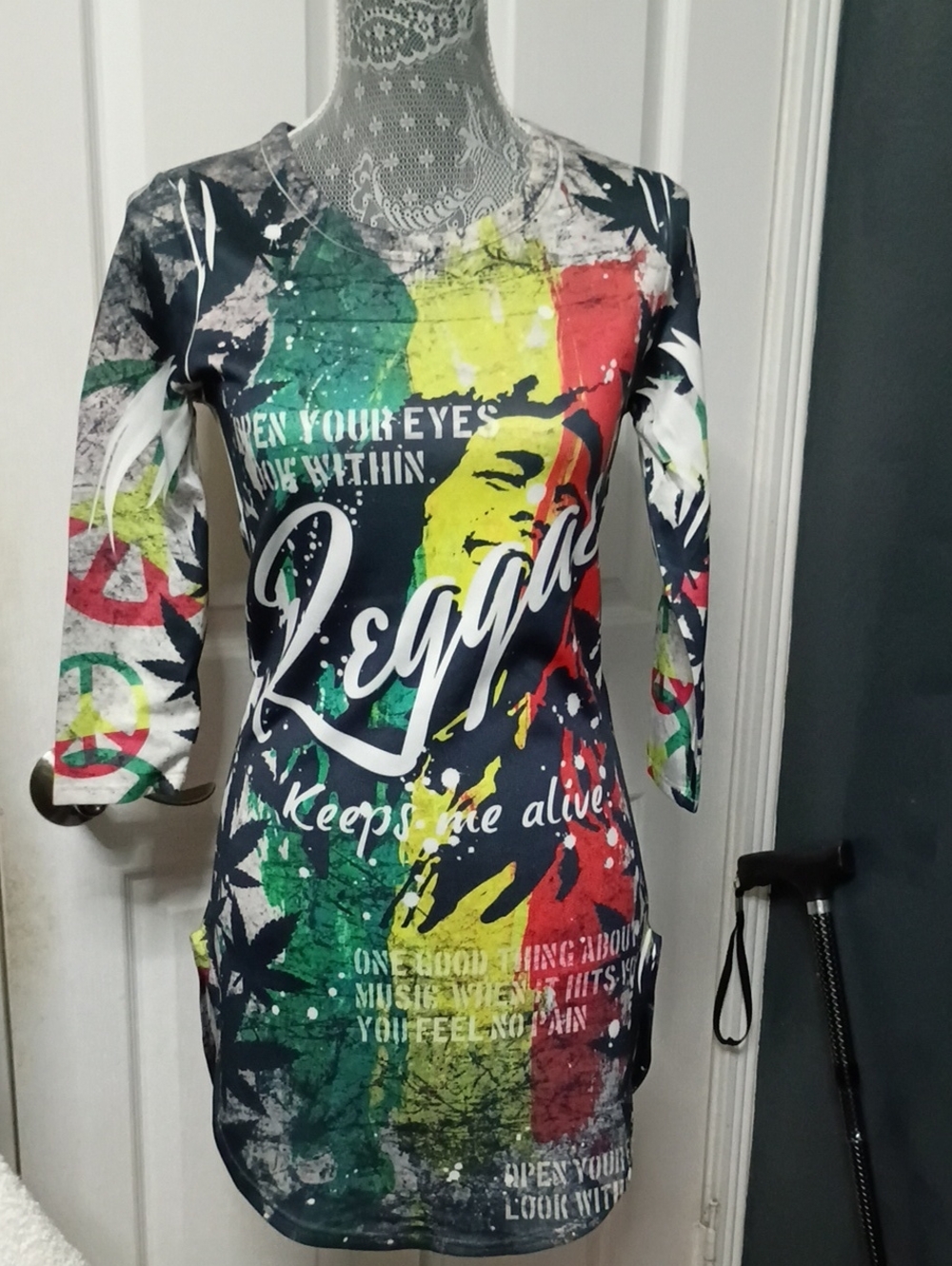 cleo Reggae Graphic Tunic Top - Green/Yellow/Red